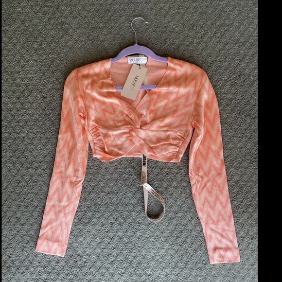 House Of CB Bertille Peach ZigZag Bandage Top - Picture 4 of 5